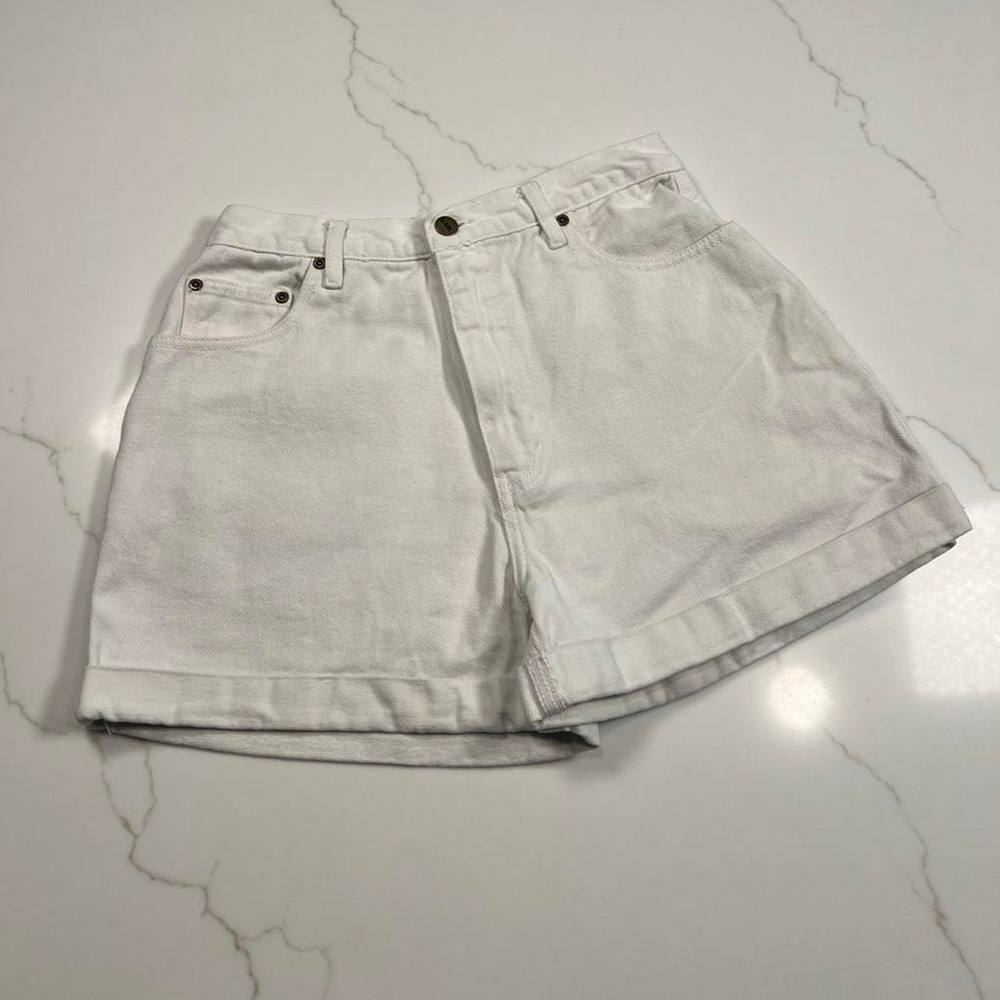 B.E. Blues Denim Shorts Womens 11/12 White High Waisted Cuffed Cotton